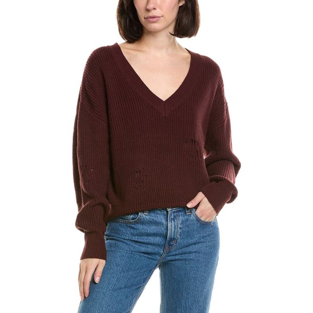Labiz Womens  Lalamia V-Neck Sweater, Brown